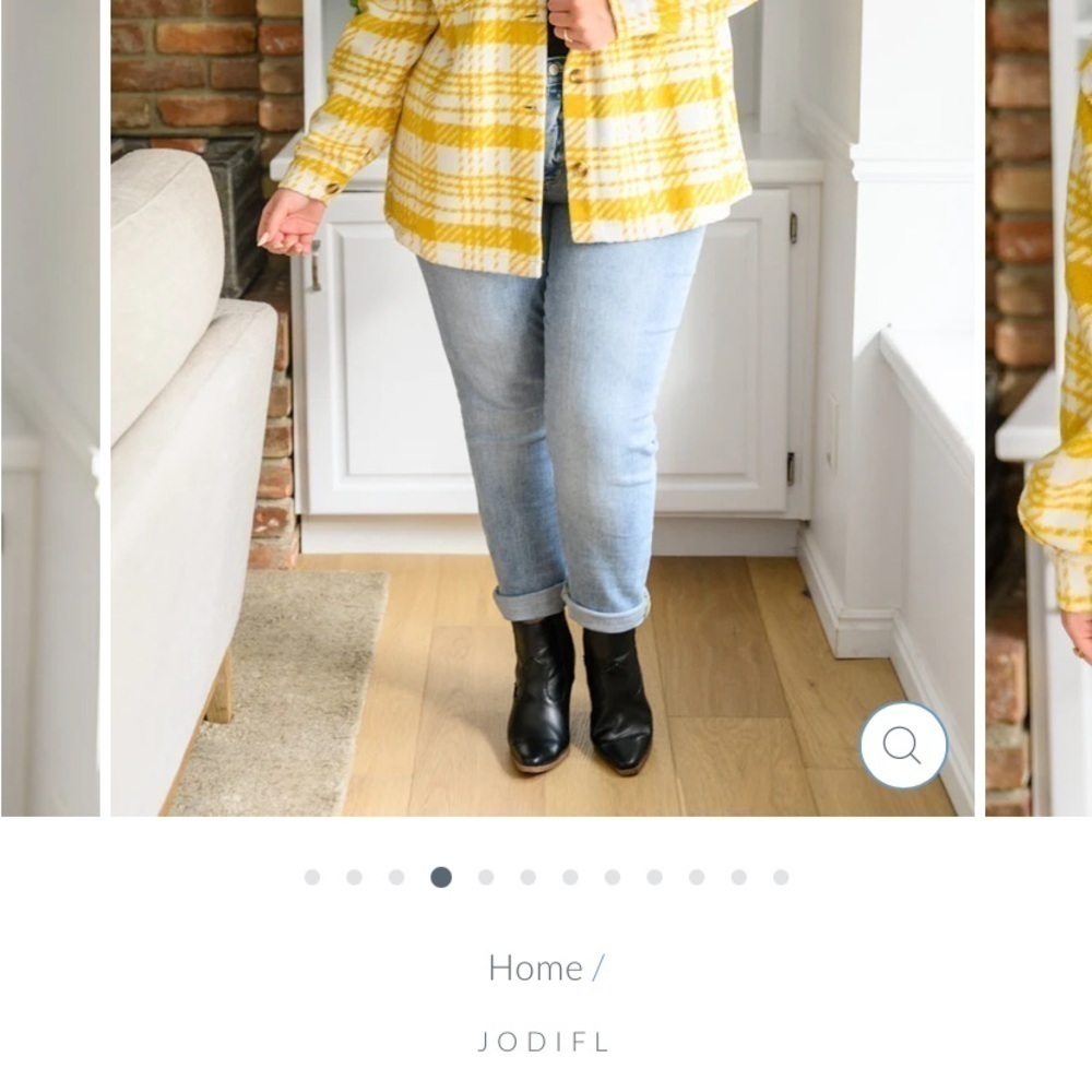 Jodifl Shacket size 1xYellow/gold and white plaid - Picture 4 of 12